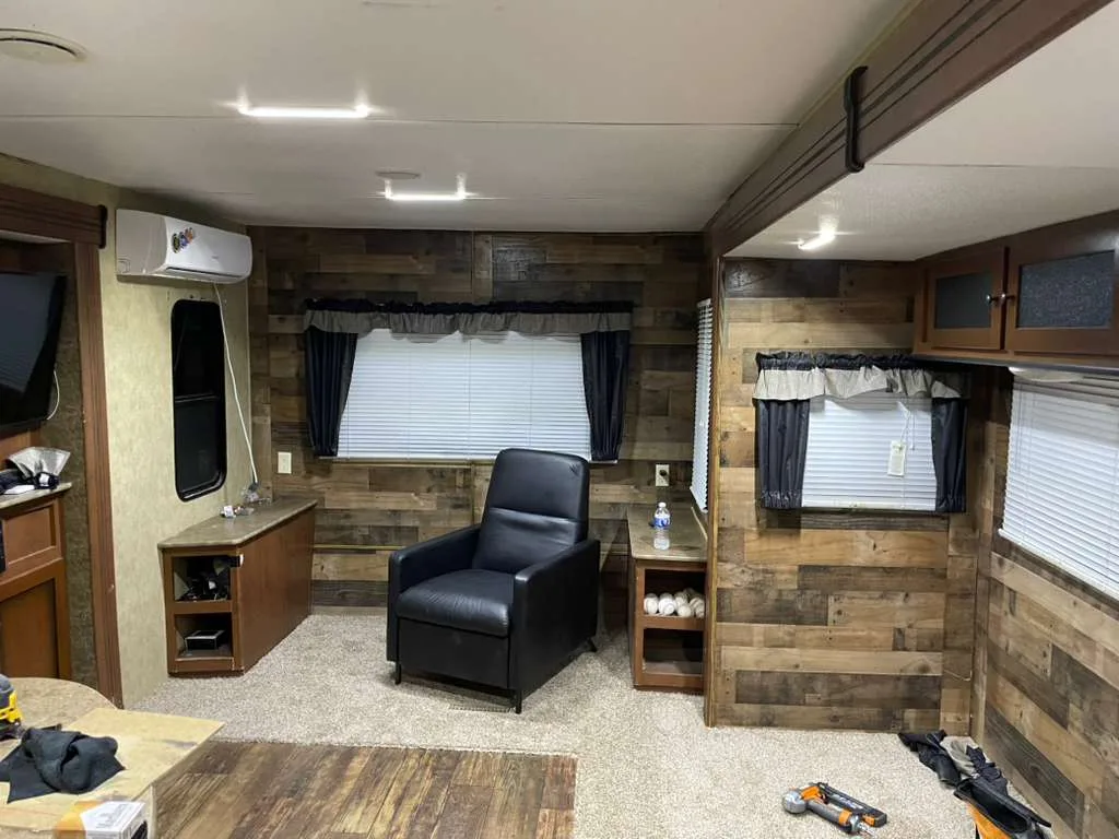 RV interior after water damage repairs are completed